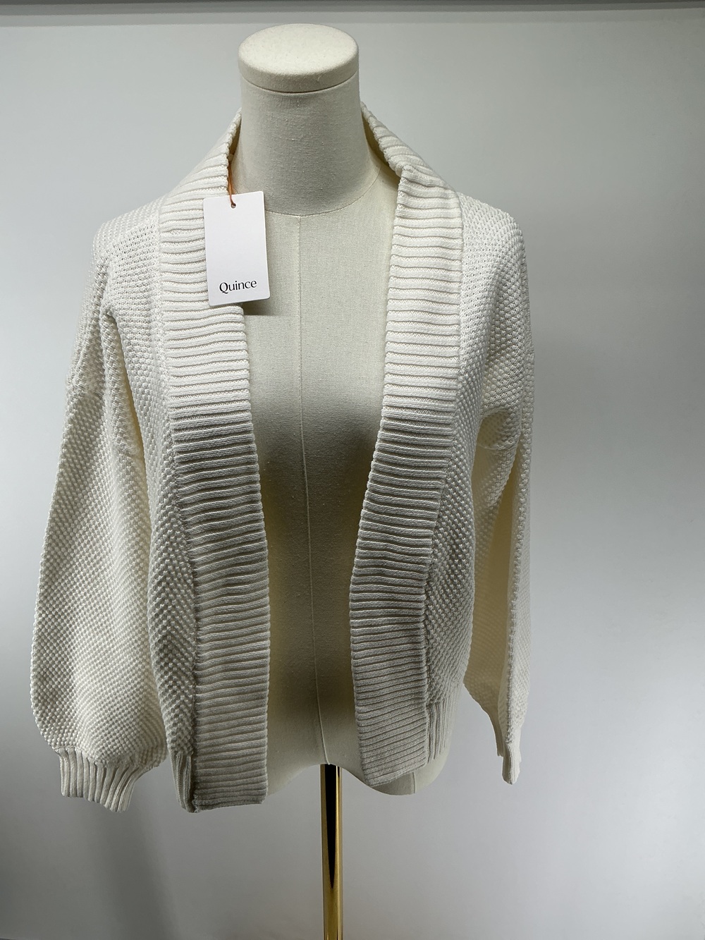 100% Organic Cotton Waffle Stitch Open Cardigan